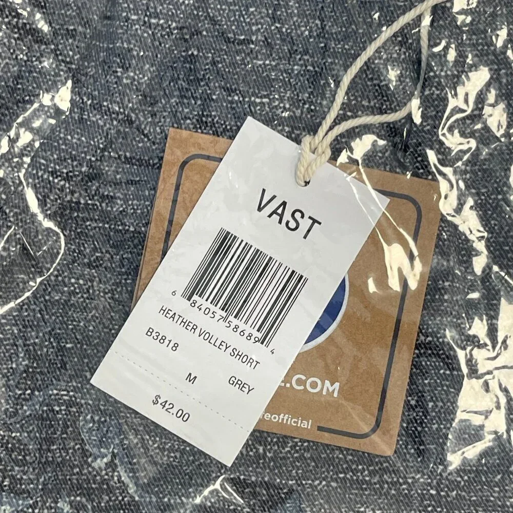 Vast Life Mens Athletic Volley Short, Heather Grey, Medium or XL - NWT